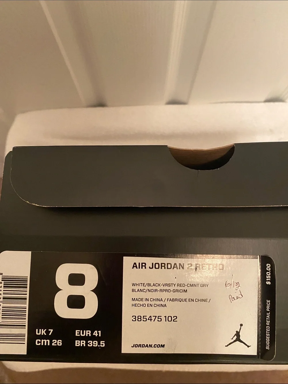 Air Jordan 2 Retro White and Red Men’s Sneakers…size 8